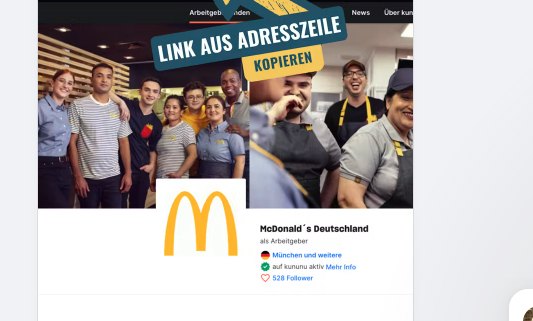Beispiel: Kununu-Profil, Link aus der Adresszeile kopieren